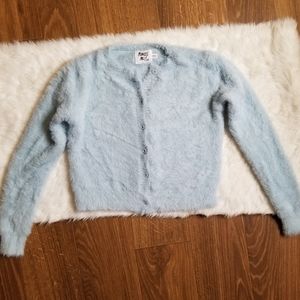 Princess Polly baby blue fuzzie cardigan